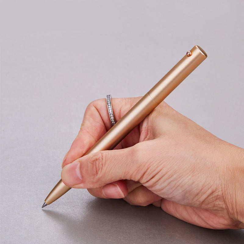 DUNBONG Retractable Metal Gel Pen, 0.5mm Medium Point Ballpoint Pens, Black Gel Ink (Silver) - Image 4